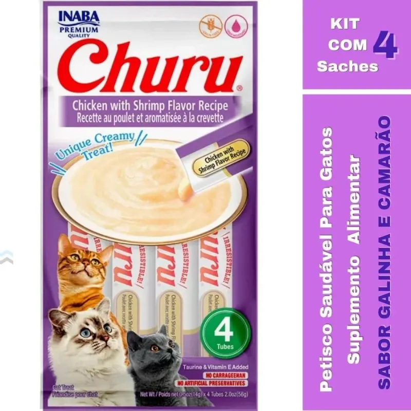 Purê Churu Galinha e Camarão para Gatos 56g