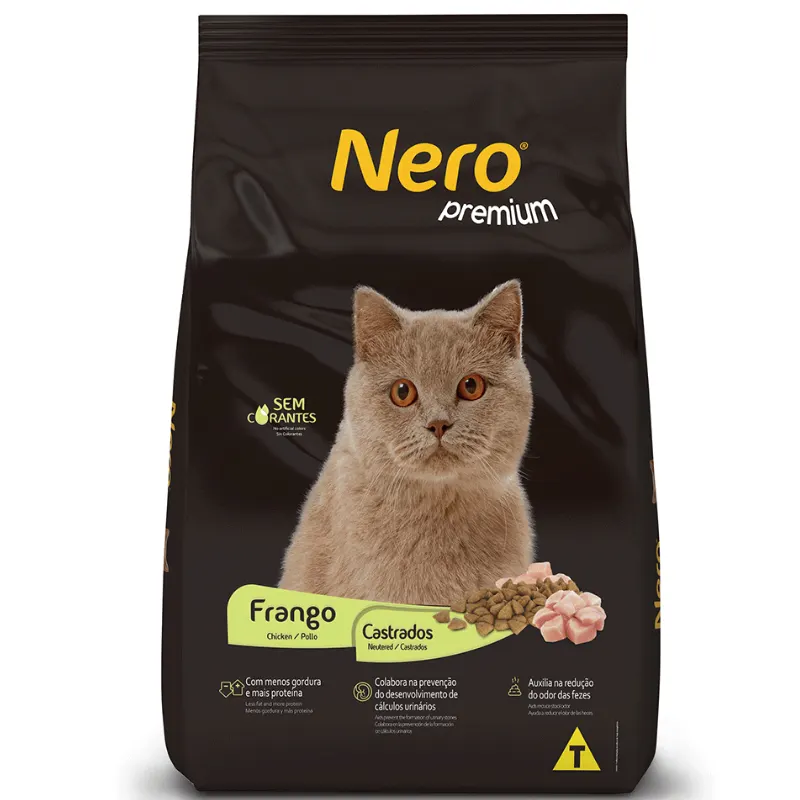 Ração Nero Premium para Gatos Castrados Sabor Frango 10,1 Kg