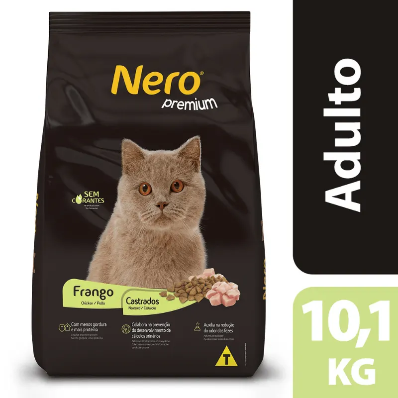 Ração Nero Premium para Gatos Castrados Sabor Frango 10,1 Kg