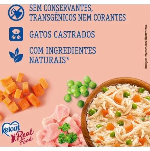 Ração Úmida Kelcat Real Food Frango com Arroz e Vegetais 85g