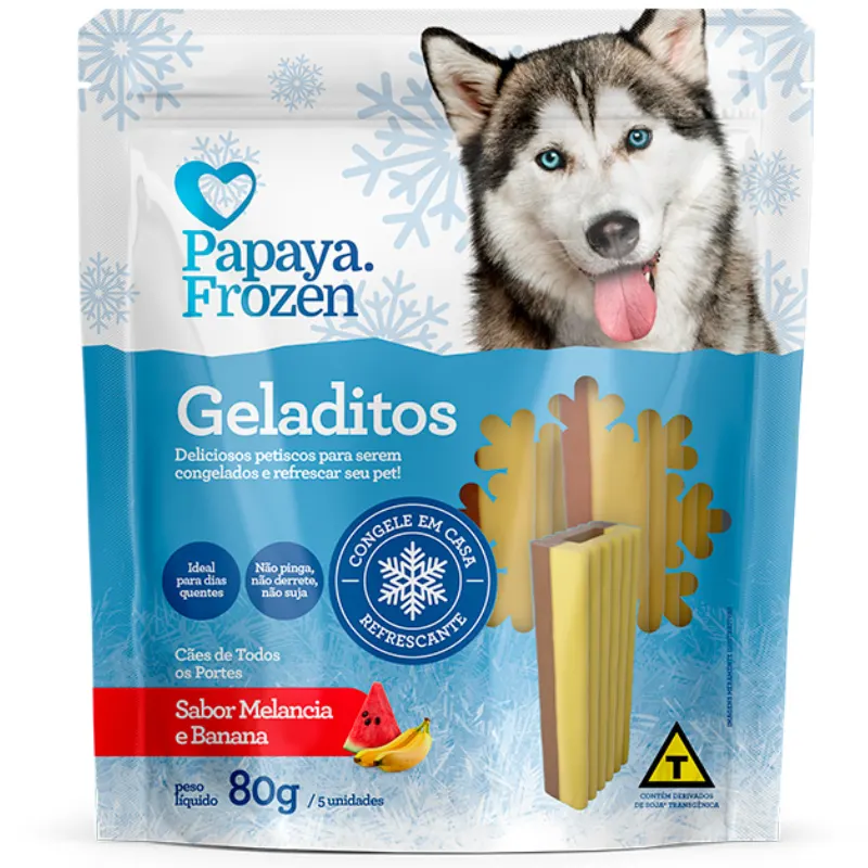 Snack Papaya Frozen Geladitos Sabor Melancia e Banana para Cães 80 g