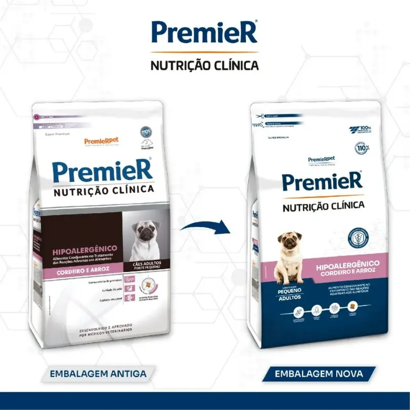 Ração Premier Nutrição Clínica Hipoalergênica Cães de Pequeno Porte Sabor Cordeiro