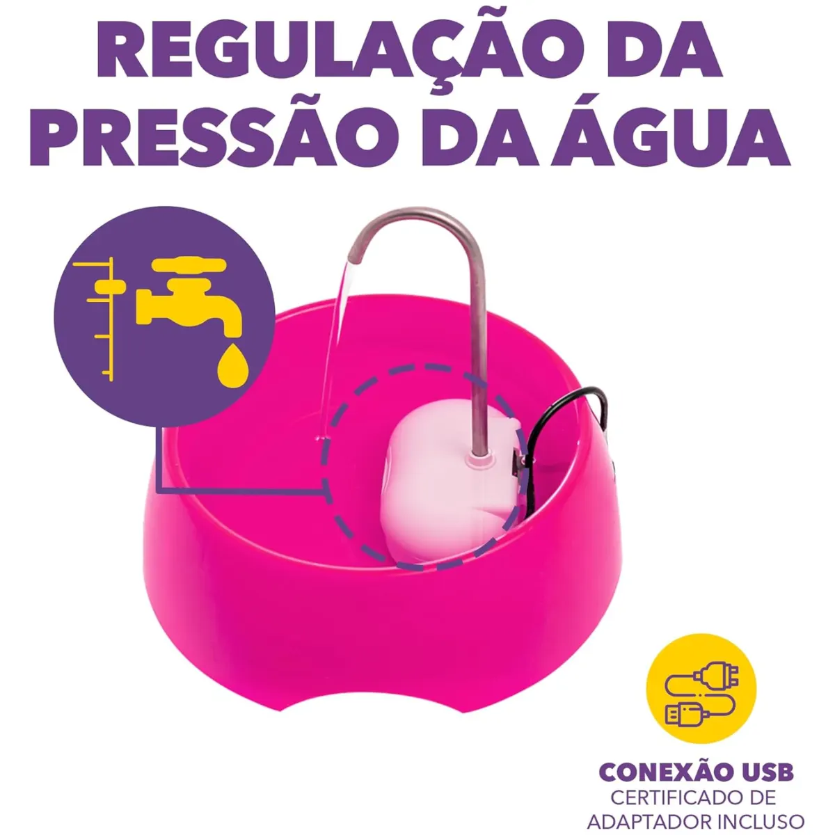 Fonte Bebedouro Aqua Mini Amicus Bivolt Rosa