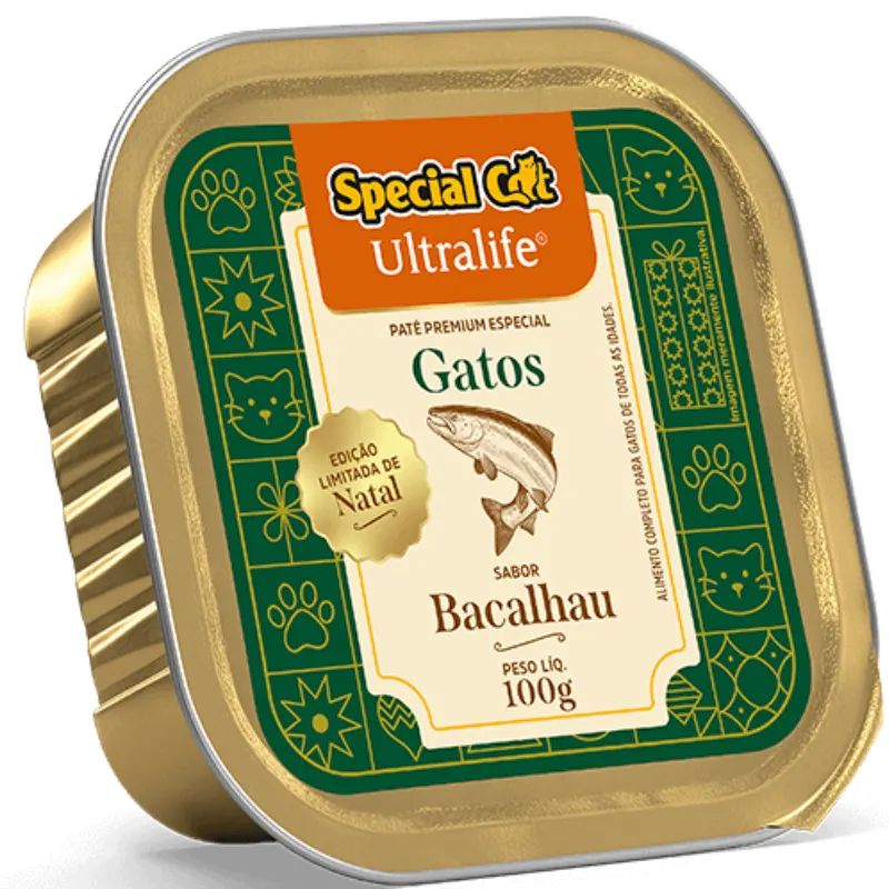 Ração Úmida Special Cat Ultralife Patê Natal Sabor Bacalhau  100 g