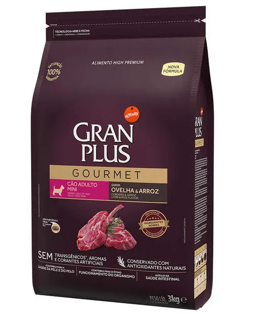GranPlus Gourmet Cão Filhote Mini Sabor Ovelha e Arroz 3kg