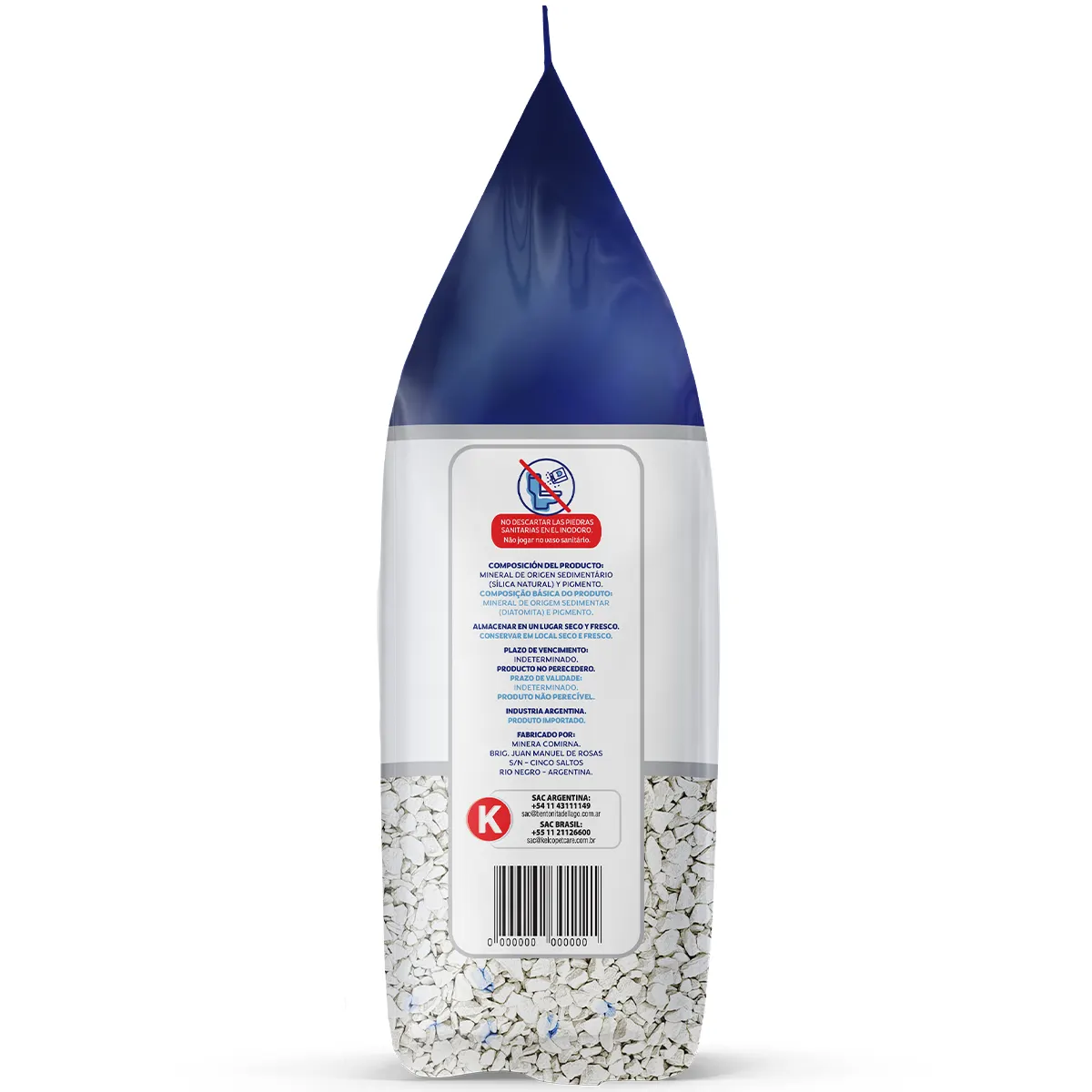 Pipicat Granulado Sanitario Bianco Branco/Azul 1,8kg
