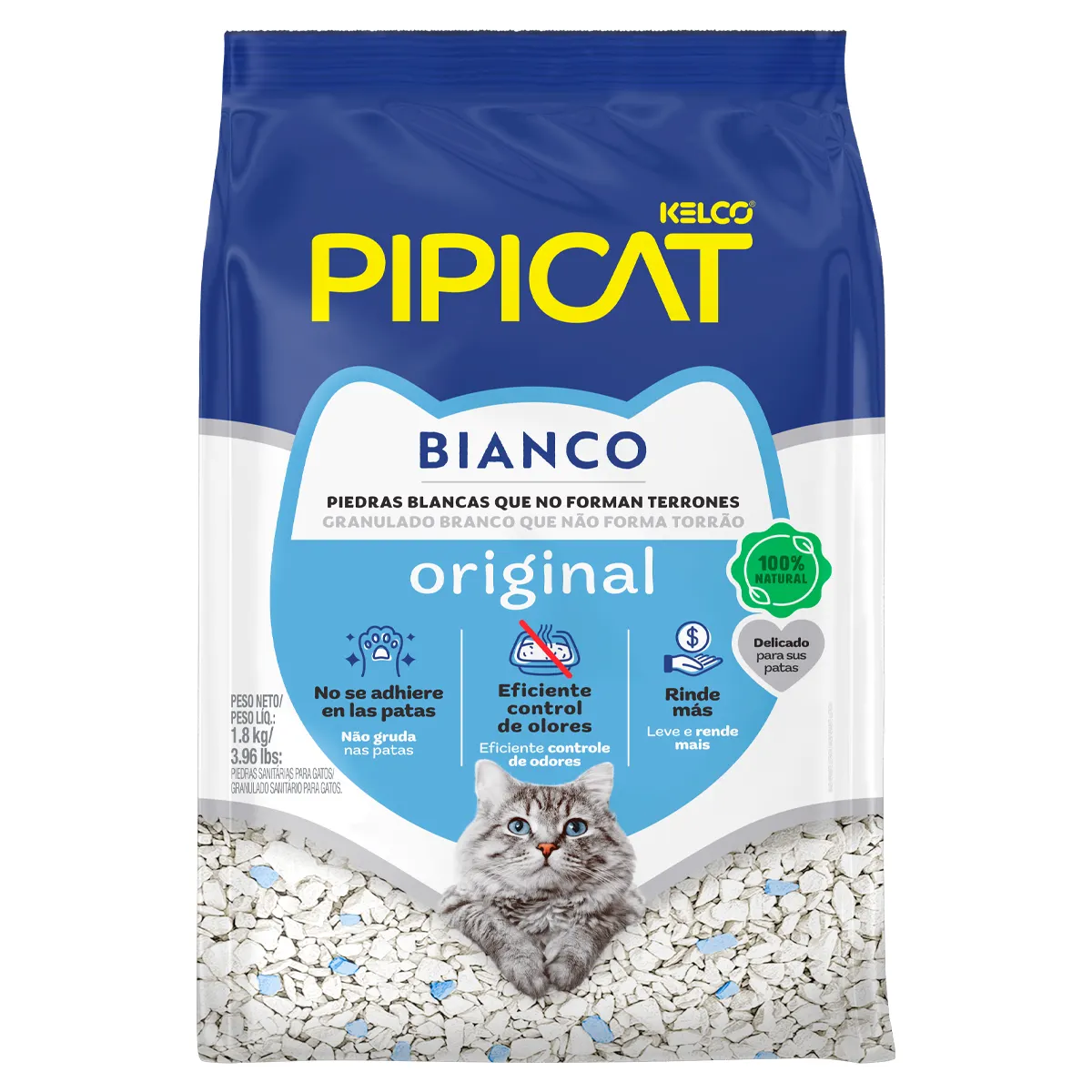 Pipicat Granulado Sanitario Bianco Branco/Azul 1,8kg