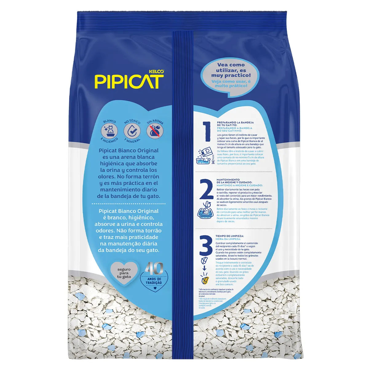 Pipicat Granulado Sanitario Bianco Branco/Azul 1,8kg