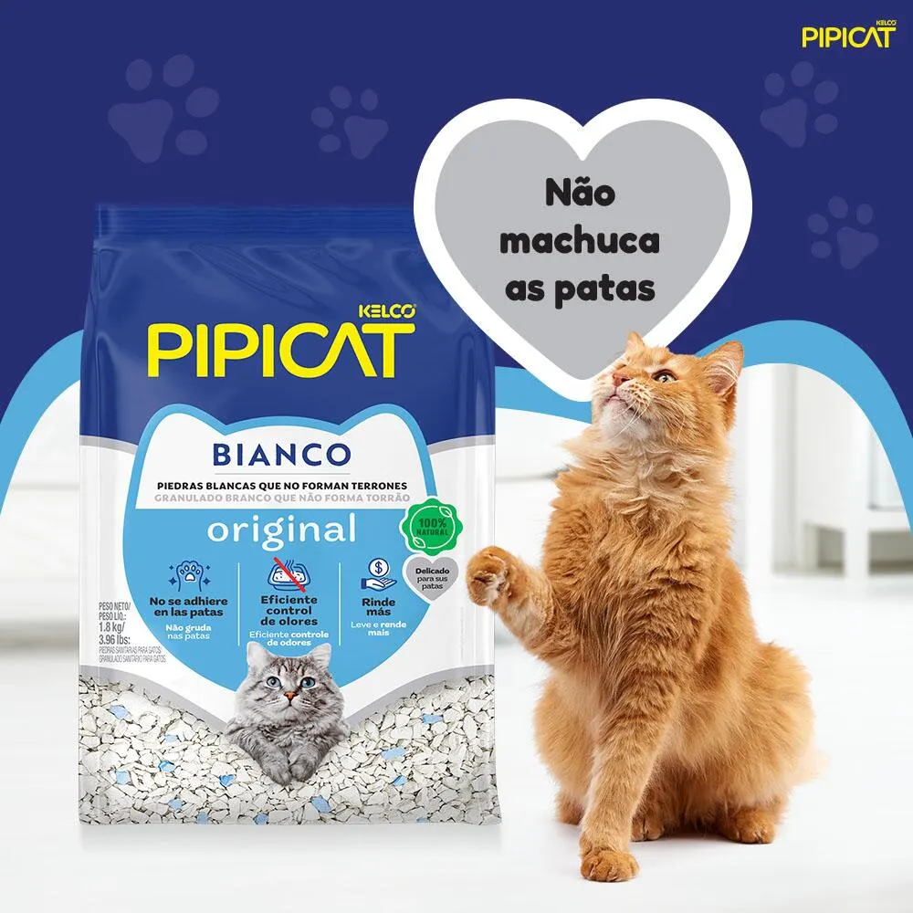 Pipicat Granulado Sanitario Bianco Branco/Azul 1,8kg