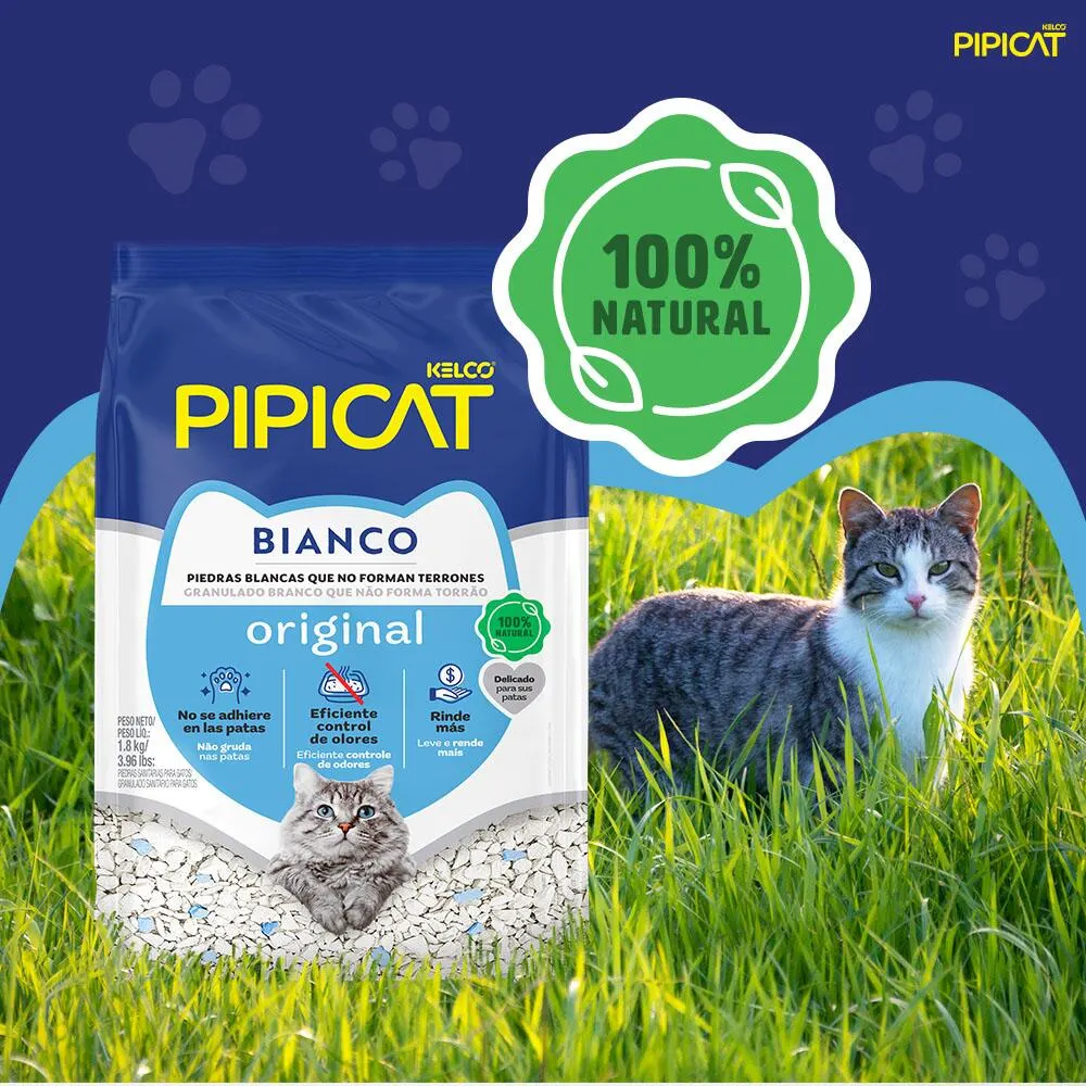 Pipicat Granulado Sanitario Bianco Branco/Azul 1,8kg