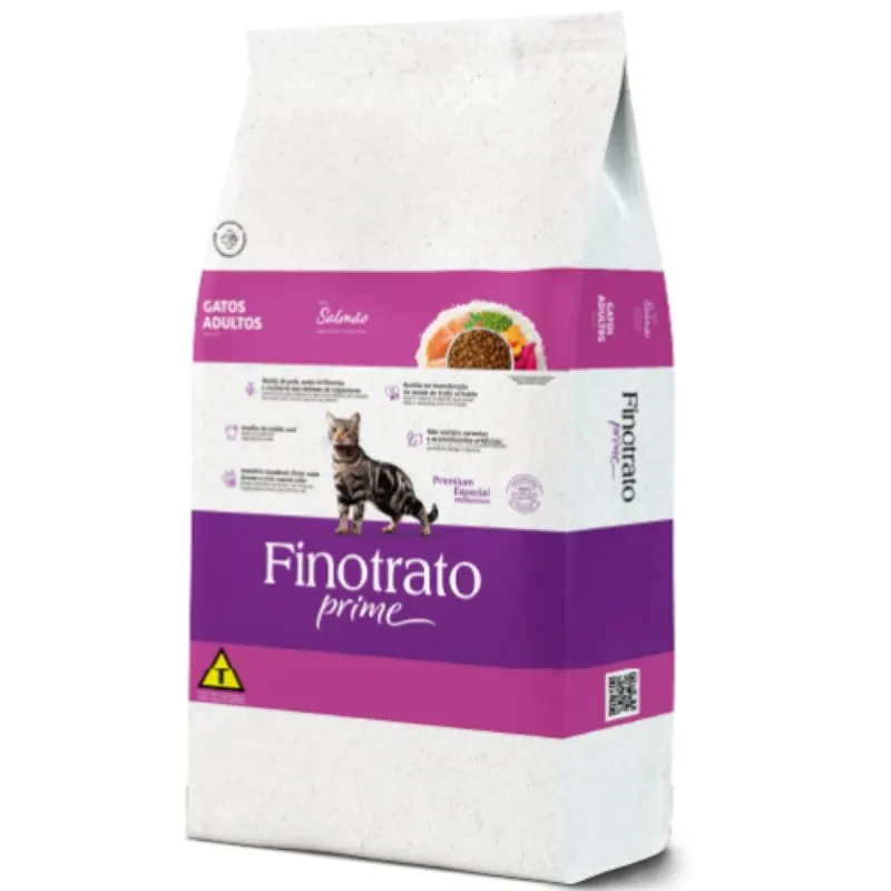 Ração Finotrato Prime para Gatos Adultos Sabor Salmão 3 Kg