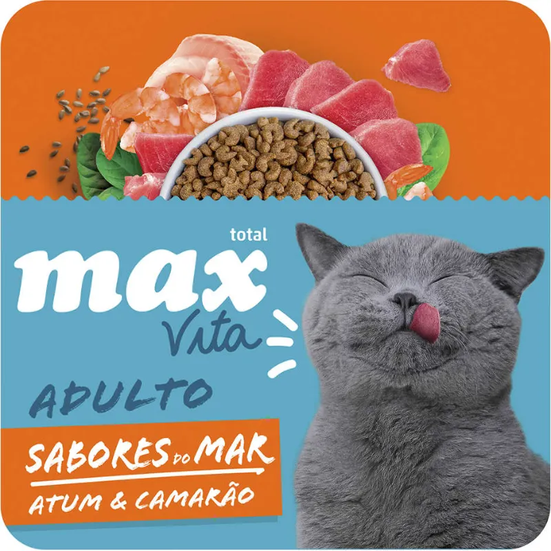 Ração Max Cat Vita Sabores Mar Atum Camarão Gatos Adultos 20 Kg