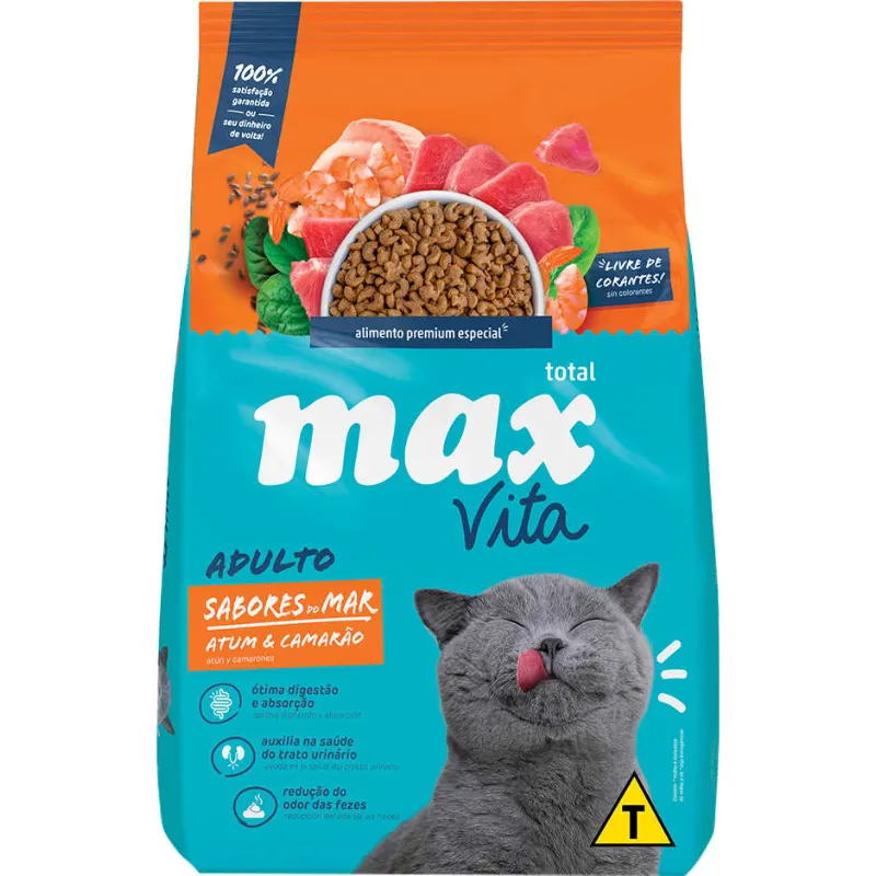 Ração Max Cat Vita Sabores Mar Atum Camarão Gatos Adultos 20 Kg