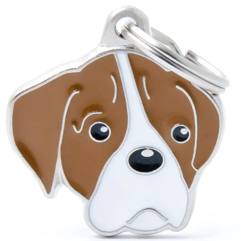 Medalha de Identificação My Family Friends Boxer Marrom e Branco