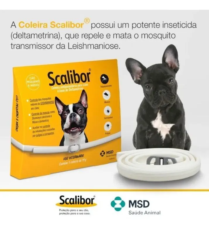 2 Coleira Antipulgas Scalibor Cães Pequenos e Médios 48 cm