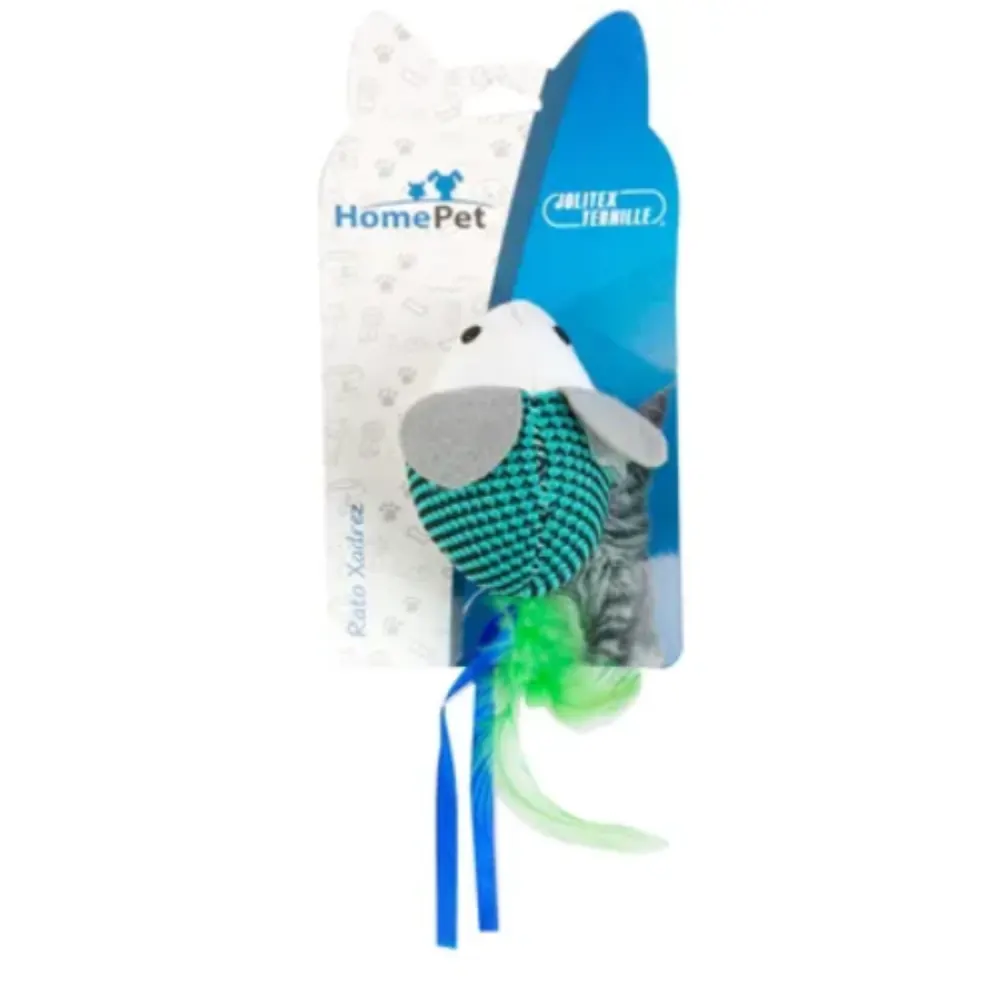 Pelúcia Rato Xadrez Azul Home Pet