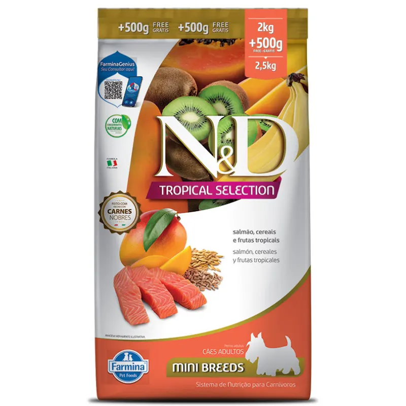 Ração N&D Tropical Selection Cães Adultos Mini Salmão 2+05 Kg