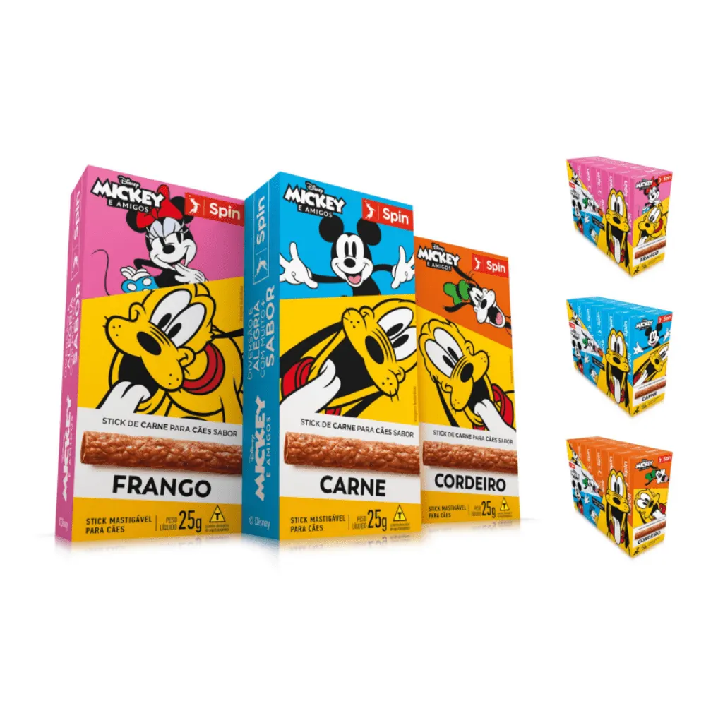 Petiscos Spin Disney Pixar Mickey Cães Sabor Cordeiro 25g