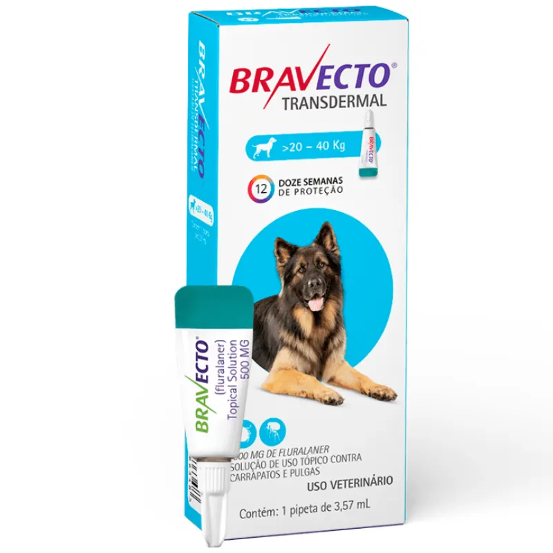 Antipulgas Bravecto Transdermal Cães 20 a 40 kg 1000 mg