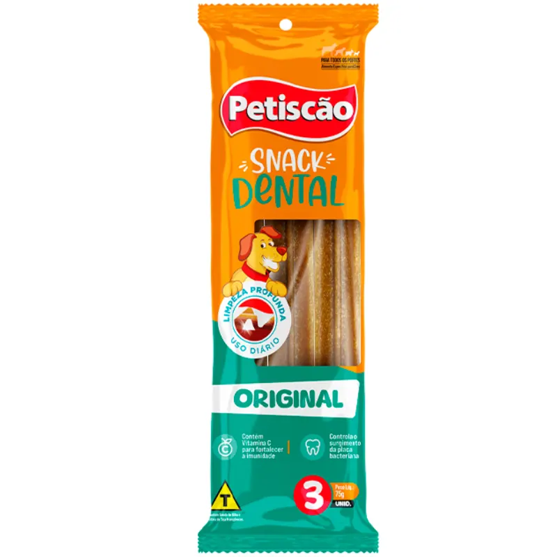 Petiscão Snack Dental Original Fresh 14 cm com 3 Un 75 g
