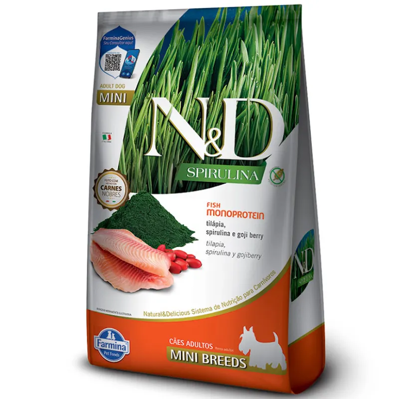 Ração N&D Spirulina Cães Adultos Mini Tilápia 7 Kg: