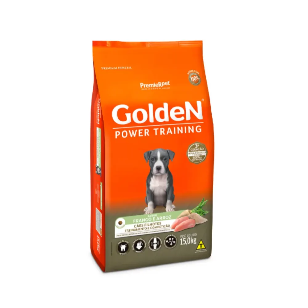 Ração Golden Power Training Cães Filhotes Frango e Arroz  15kg