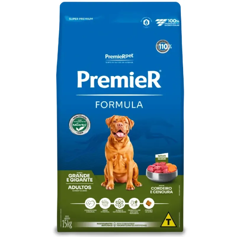 Ração Premier Fórmula Cães Adultos Raças Grandes e Gigantes Sabor Cordeiro 15kg
