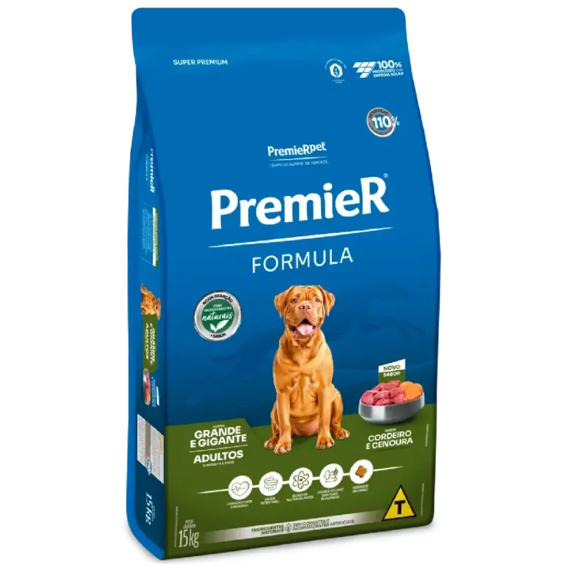 Ração Premier Fórmula Cães Adultos Raças Grandes e Gigantes Sabor Cordeiro 15kg