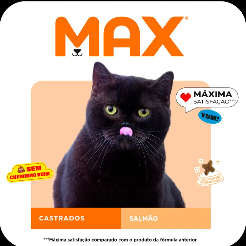 Ração Max para Gatos Adulto Castrados Sabor Salmão