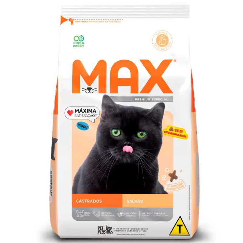 Ração Max para Gatos Adulto Castrados Sabor Salmão