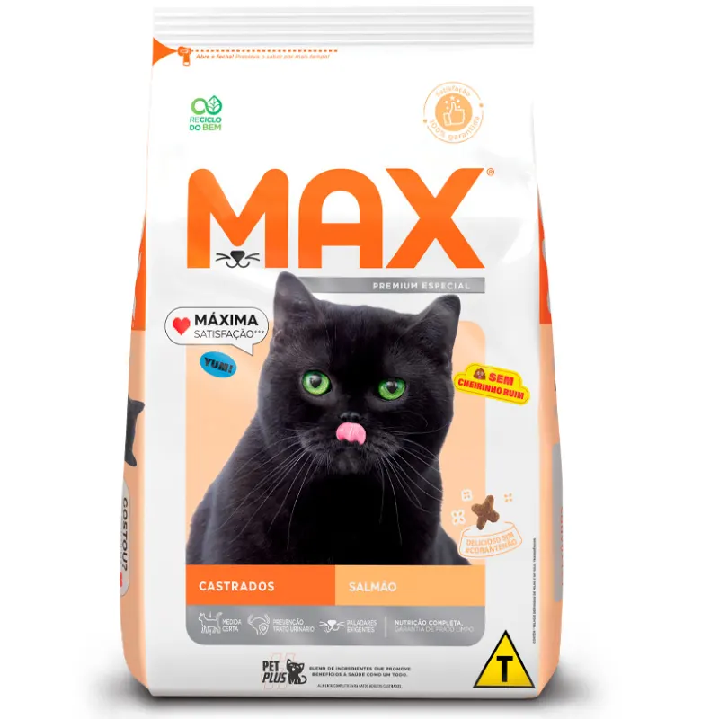 Ração Max para Gatos Adulto Castrados Sabor Salmão