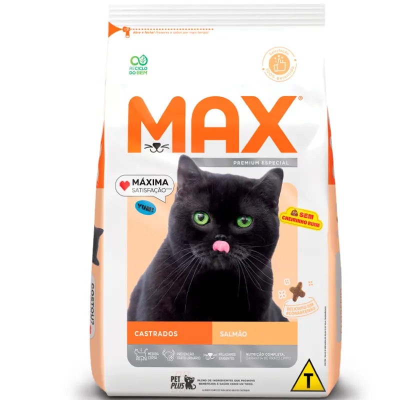 Ração Max para Gatos Adulto Castrados Sabor Salmão