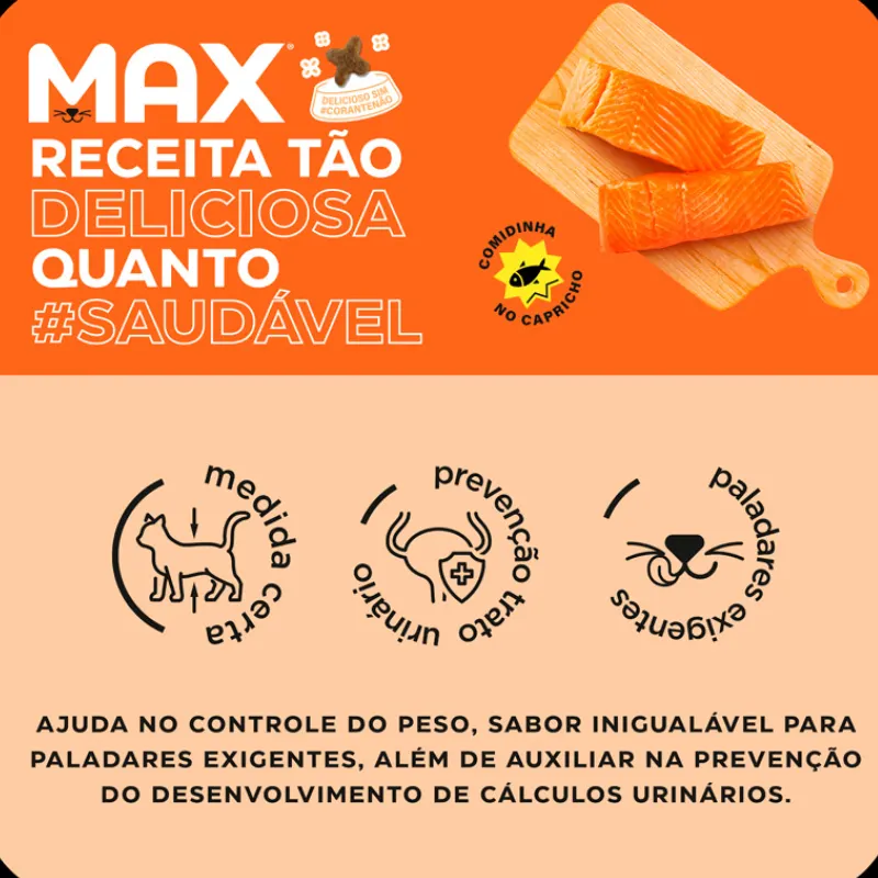 Ração Max para Gatos Adulto Castrados Sabor Salmão
