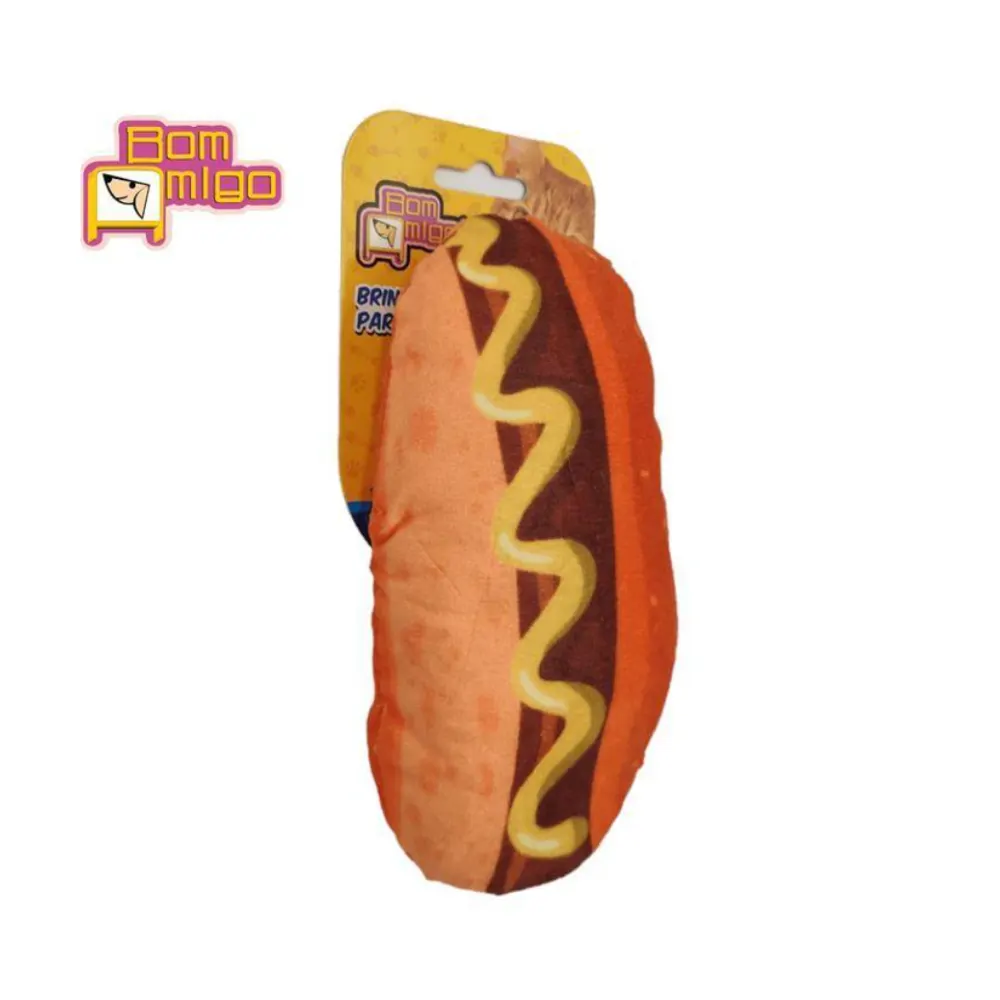 Brinquedo Pelucia Hot Dog Para Cães Bom Amigo