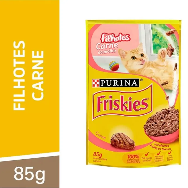 Friskies Sachês para Gatos Filhotes Sabor Carne 85g