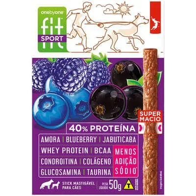 Display Petiscos Para Cães Sticks Fit Spin Pet - 50g - Amora + Blueberry + Jabuticaba 8un