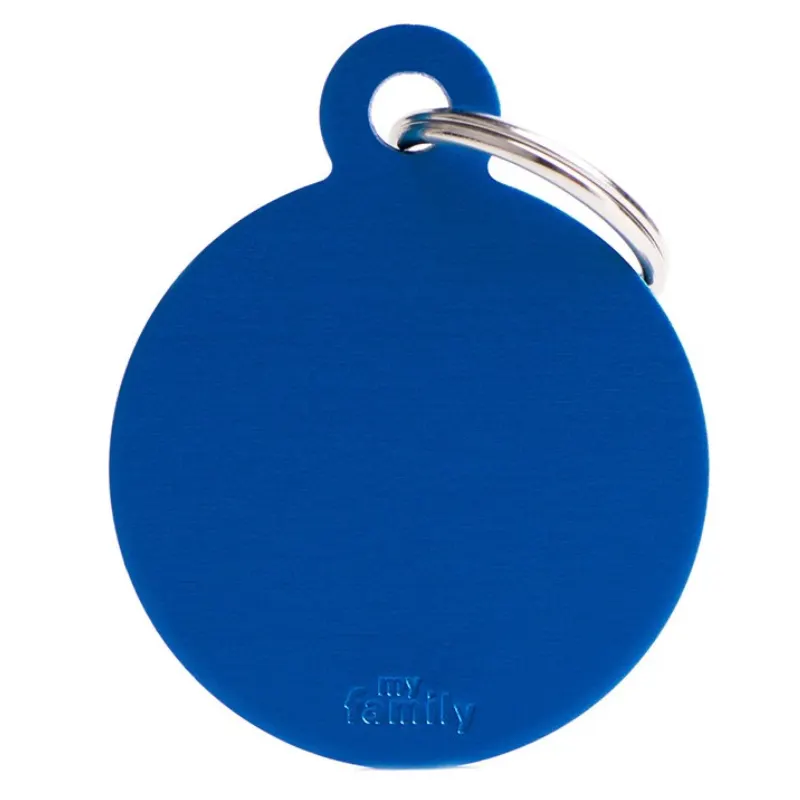 Medalha de Identificação My Family Círculo Basic Alumínio Azul