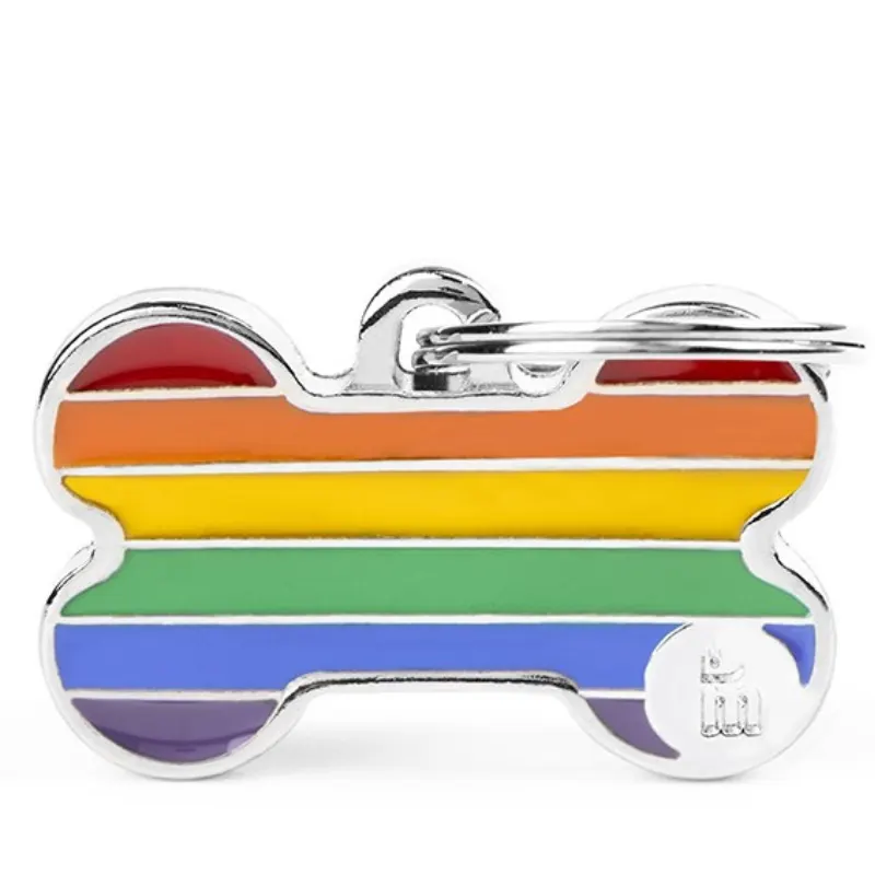 Medalha de Identificação My Family Osso Pequeno Arco Iris