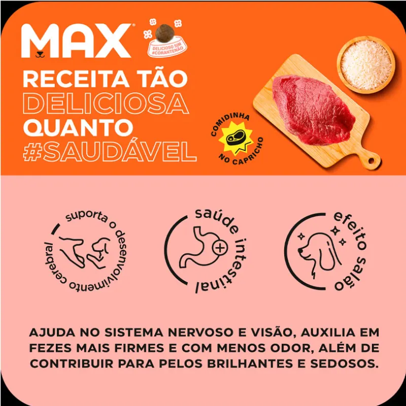 Ração Max Cães Filhotes Porte Pequeno Carne e Arroz 10,1 Kg