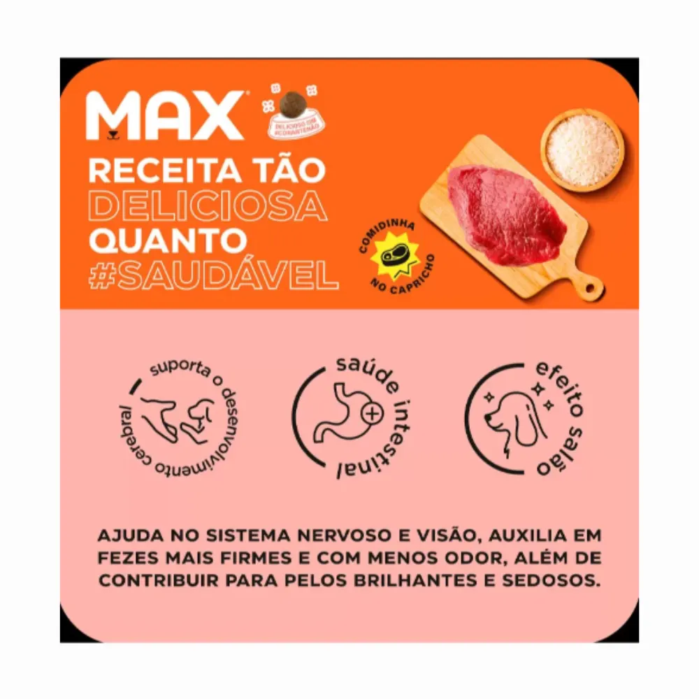 Ração Max Cães Filhotes Porte Pequeno Carne e Arroz 10,1 Kg