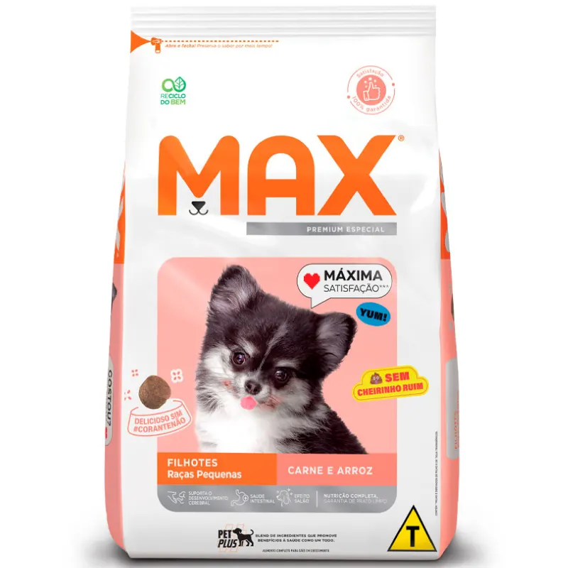 Ração Max Cães Filhotes Porte Pequeno Carne e Arroz 10,1 Kg