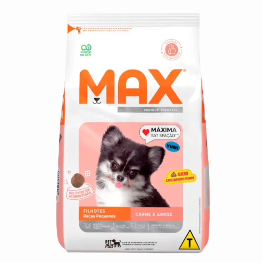 Ração Max Cães Filhotes Porte Pequeno Carne e Arroz 10,1 Kg