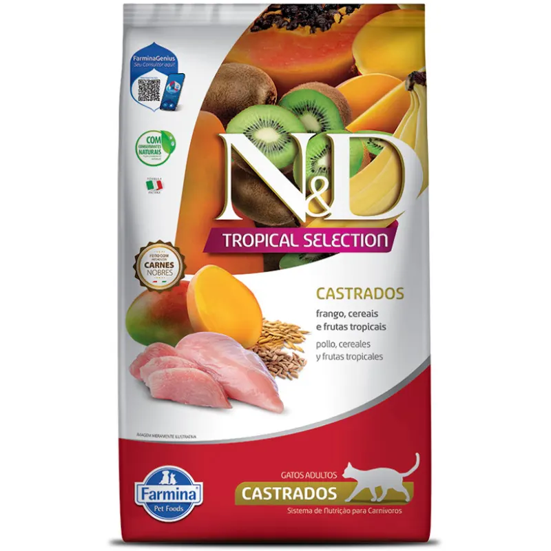 Ração N&D Tropical para Gatos Adultos Castrados Sabor Frango 7 Kg