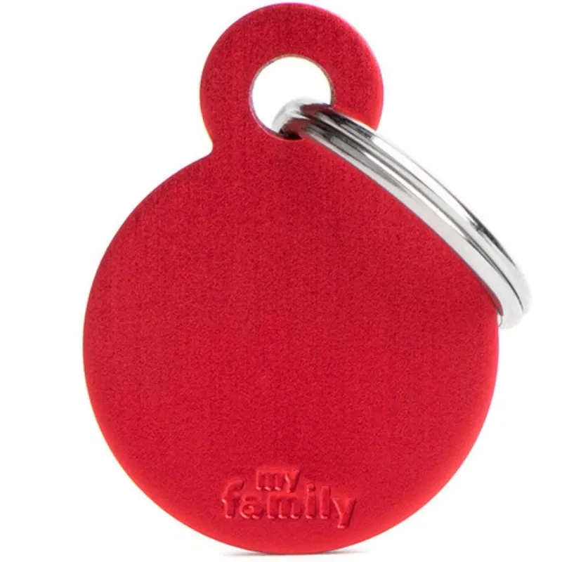 Medalha de Identificação My Family Basic Aluminum Círculo Vermelho P