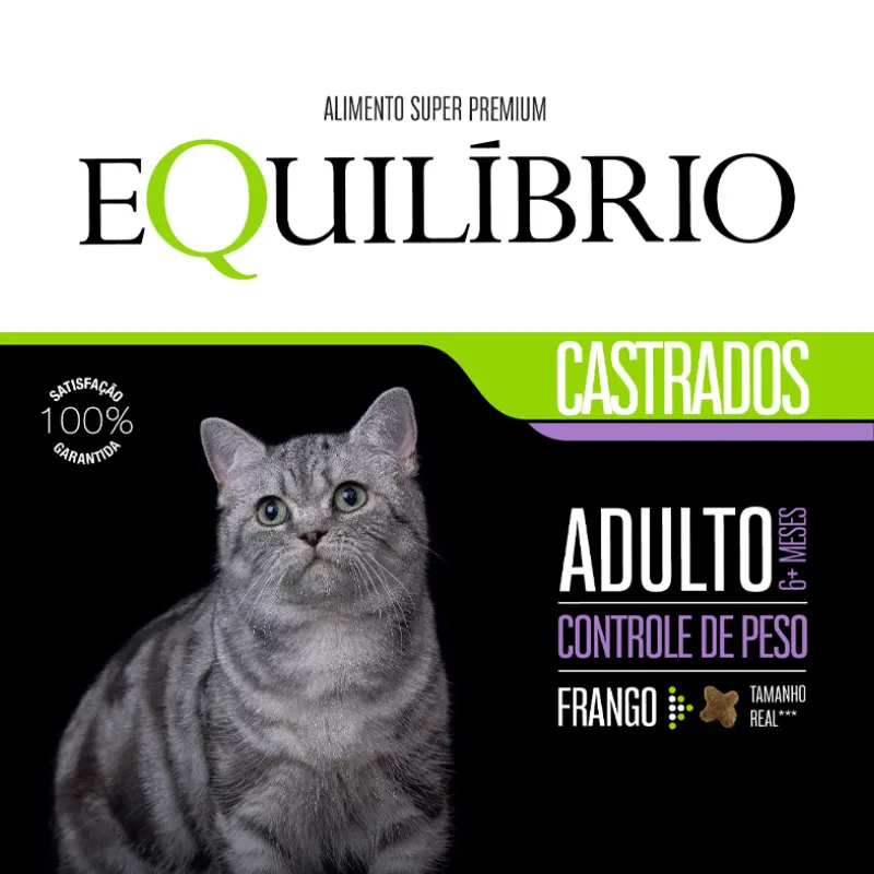 Ração Equilíbrio Gatos Adultos Castrados Sabor Frango 1,5Kg