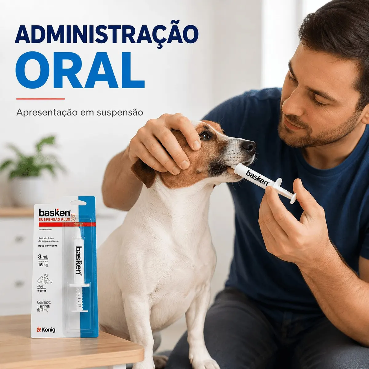 Vermífugo König Basken Suspensão Plus5 para Cães até 15 Kg 3 ml