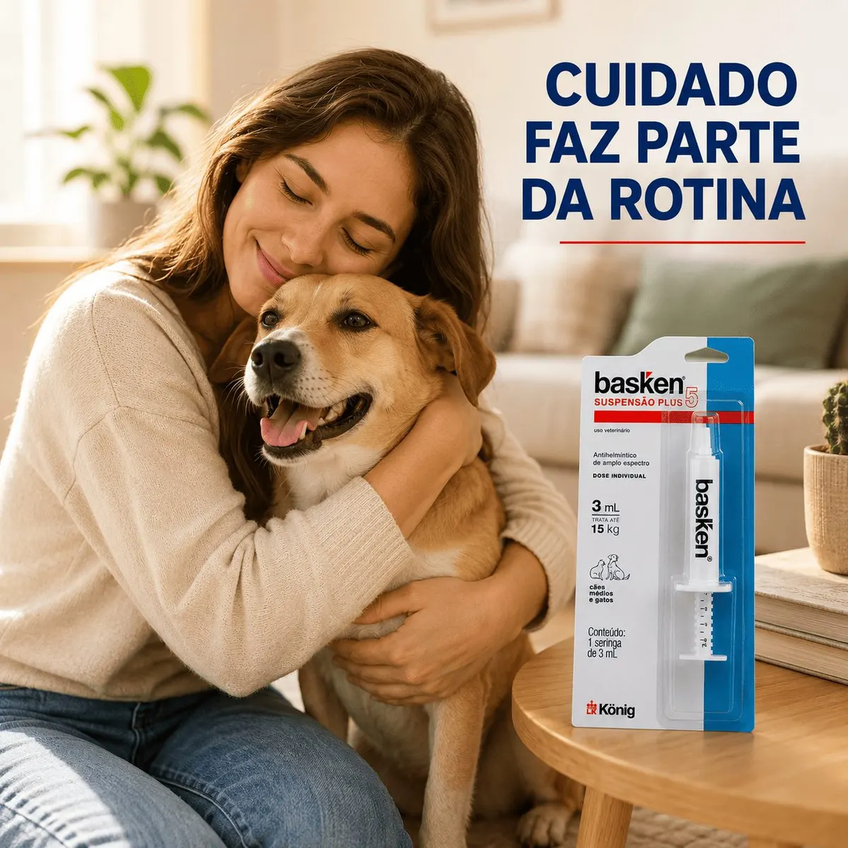 Vermífugo König Basken Suspensão Plus5 para Cães até 15 Kg 3 ml