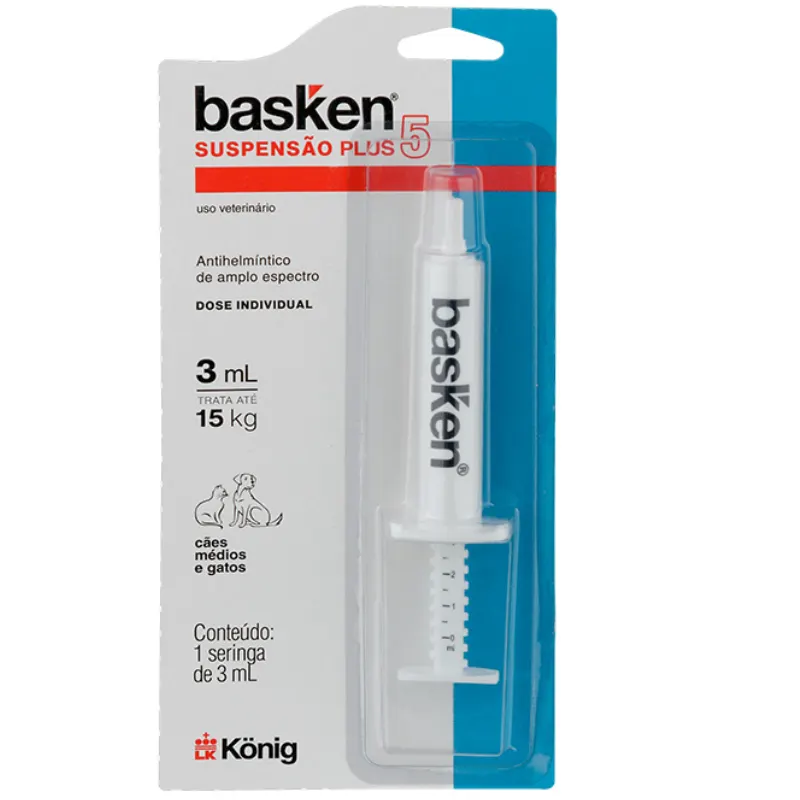 Vermífugo König Basken Suspensão Plus5 para Cães até 15 Kg 3 ml