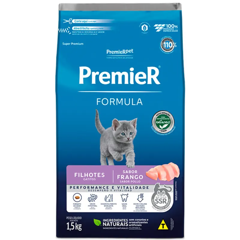 Ração Premier Formula Performance para Gatos Filhotes Sabor Frango 1,5 Kg