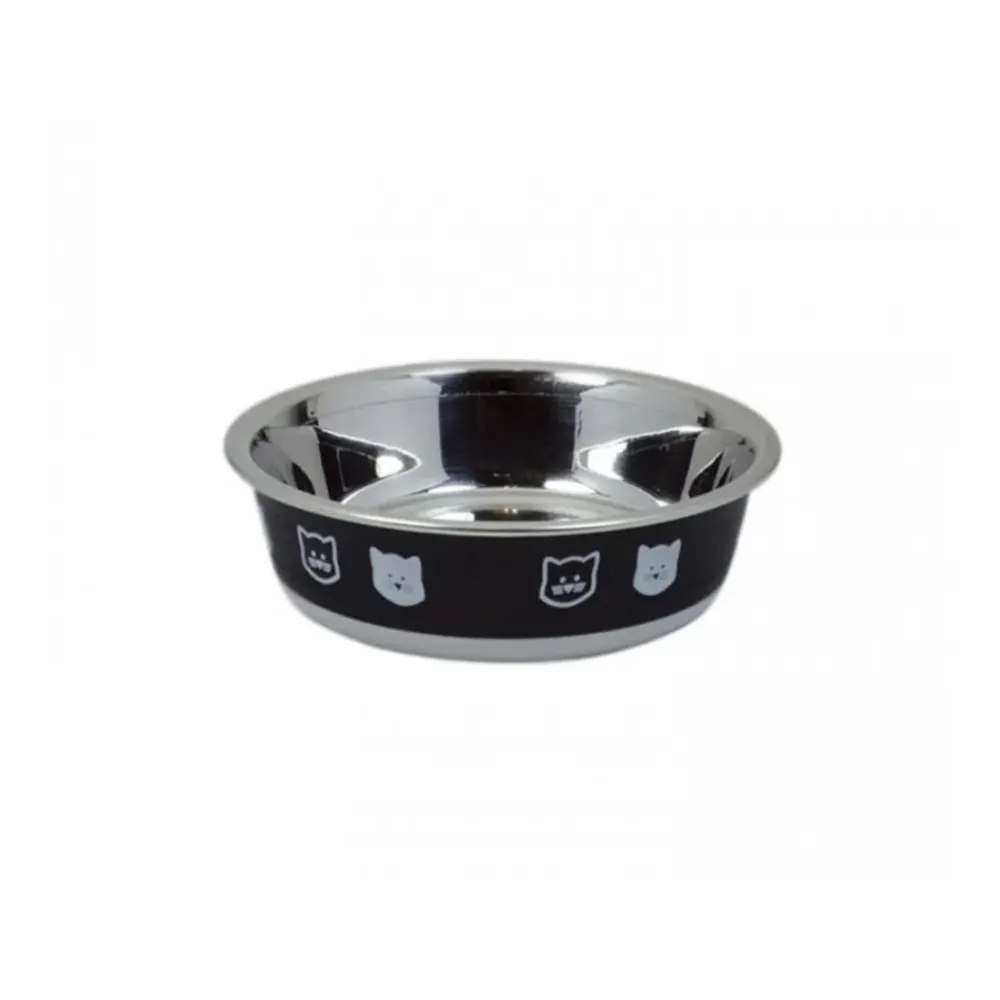 Comedouro Gatos Inox Fusion Preto Jambo 225 ml